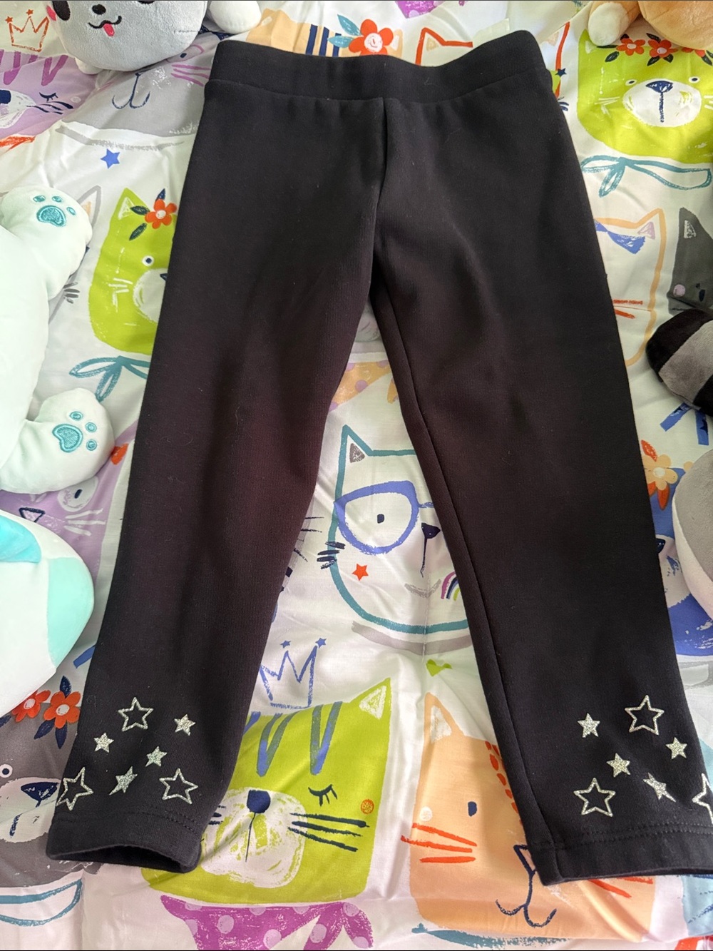 The Children's Place Black Leggings with Silver Star Accents